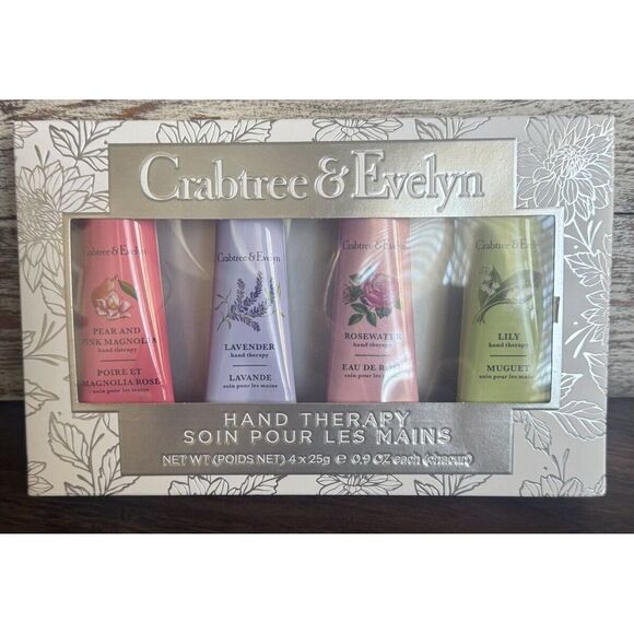 Crabtree & Evelyn Hand Therapy Gift Box 4 Tubes 0.9oz Each Lavender Rosewater - Picture 1 of 4
